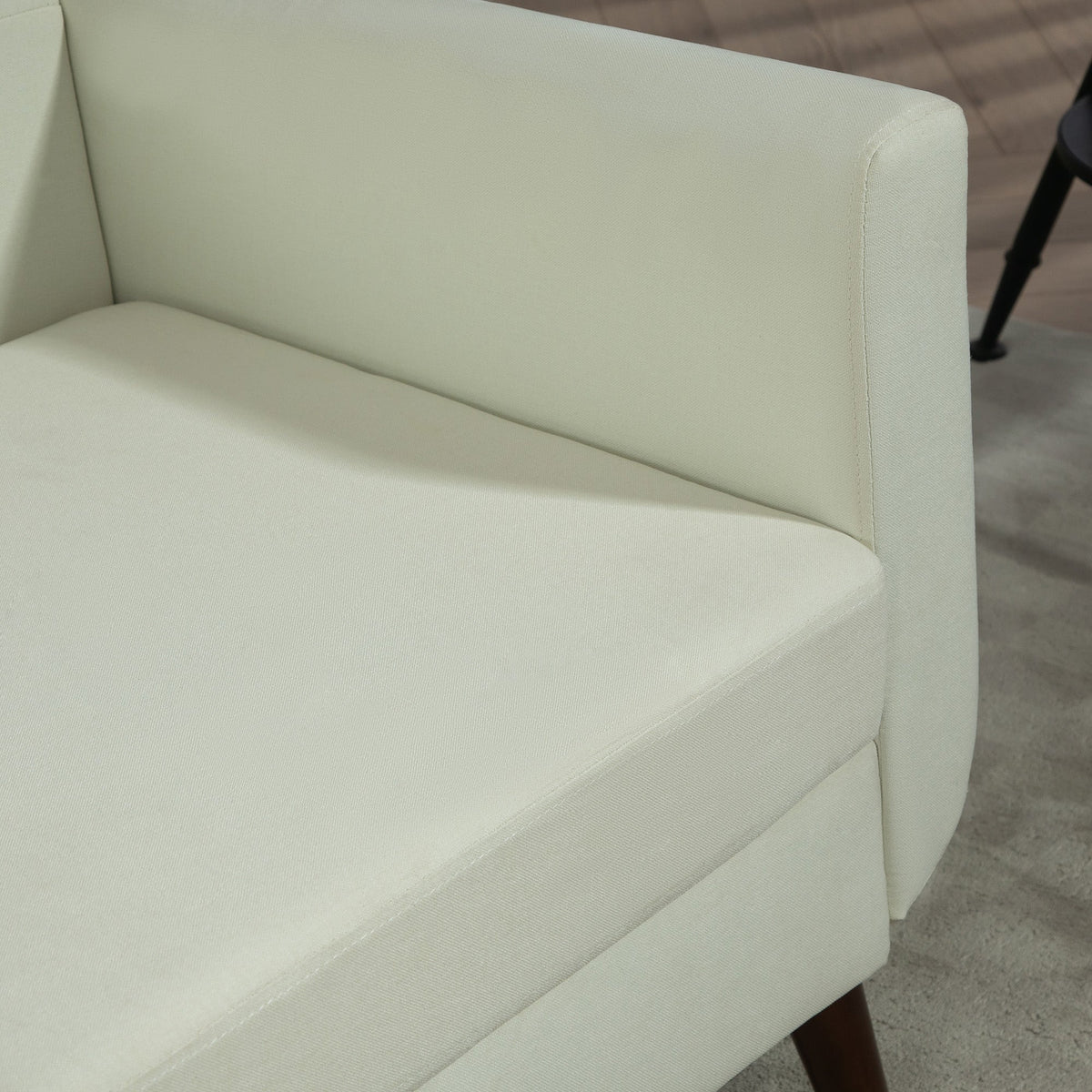 HOMCOM Modern Upholstered Fabric Loveseat Sofa for Living Room, Cream