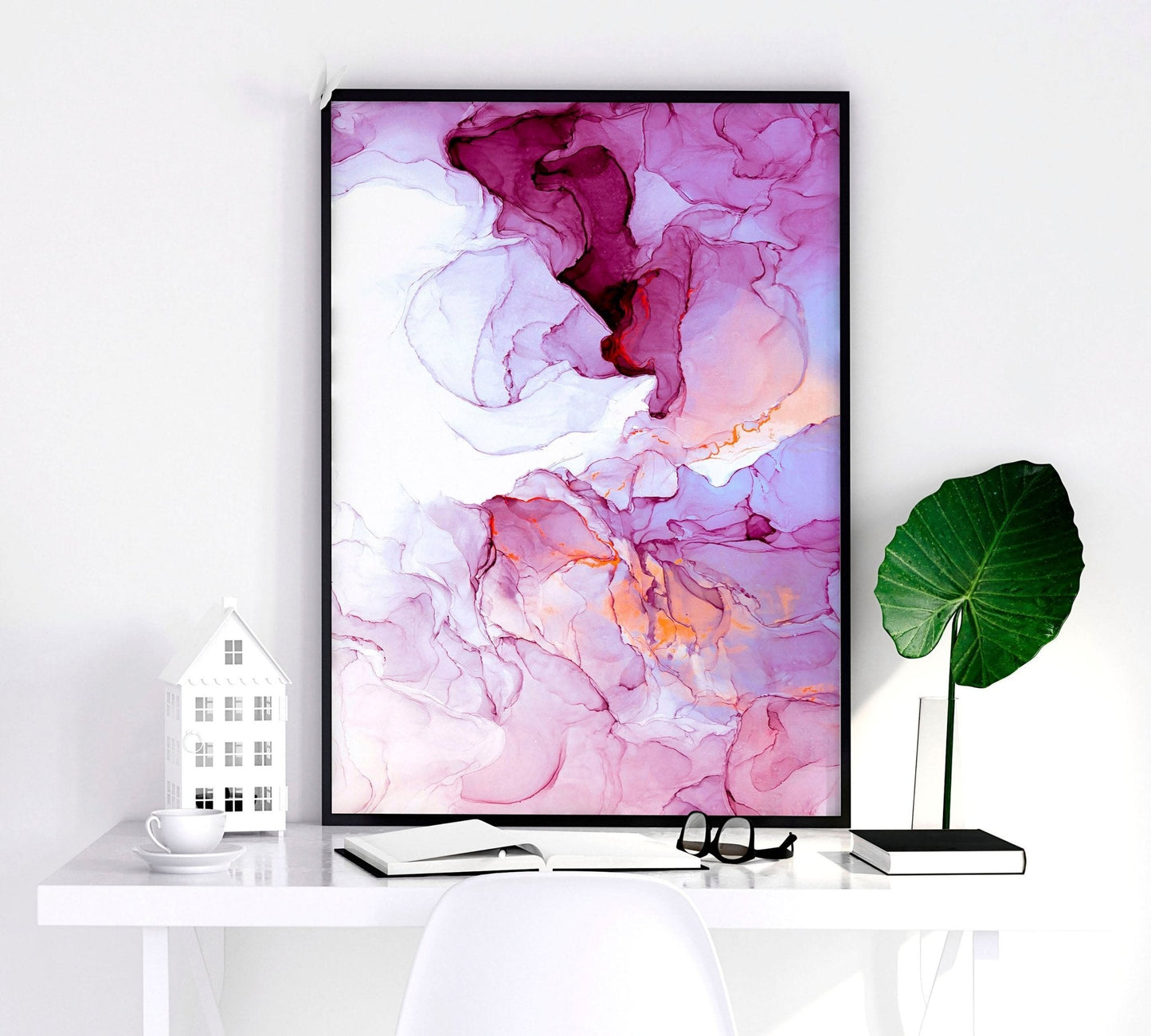 Abstract wall art for living room | set of 2 framed wall art prints