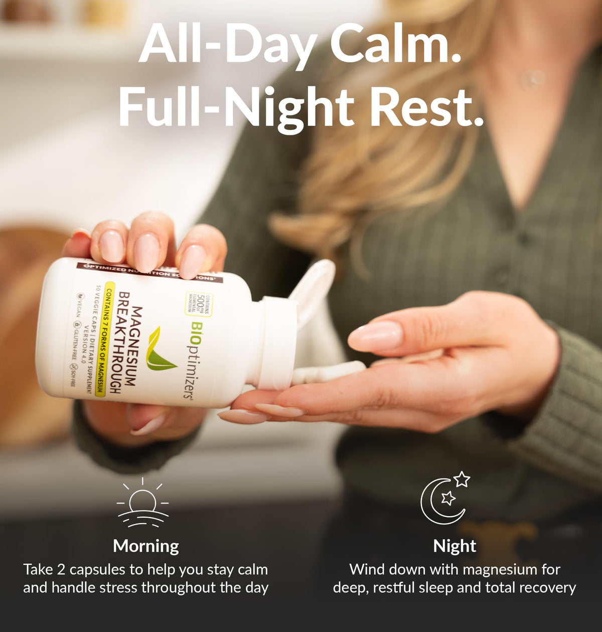 BIOptimizers Magnesium Breakthrough Complex – 7 Mg Forms for Sleep & Focus | 30 Capsules