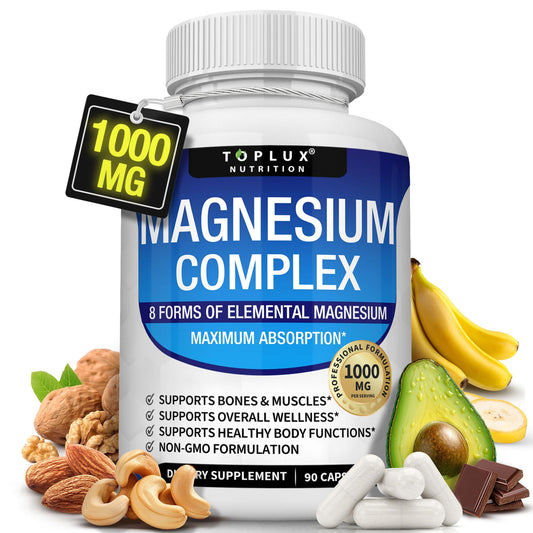 Magnesium Complex 8-Elemental 1000mg – Glycinate, Citrate, Malate, Taurate | 90 Veg Capsules