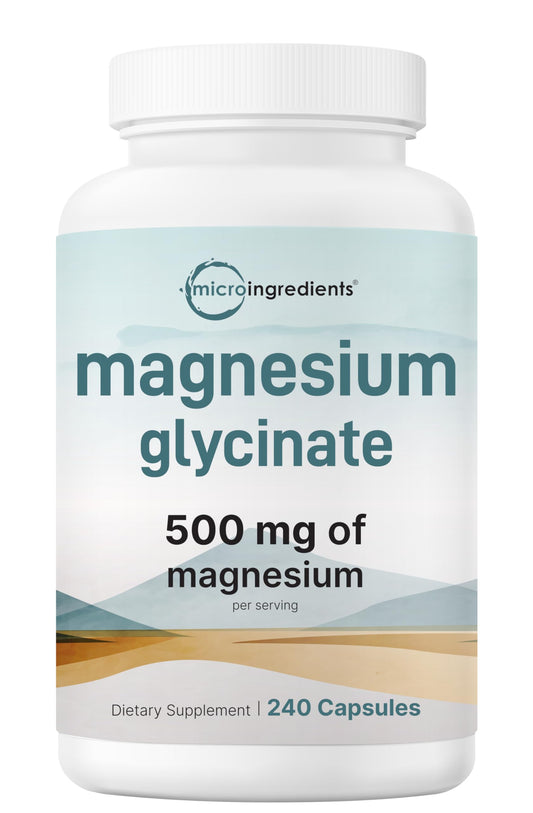 Magnesium Glycinate 500mg - 240 Capsules | 100% Chelated | Non-GMO