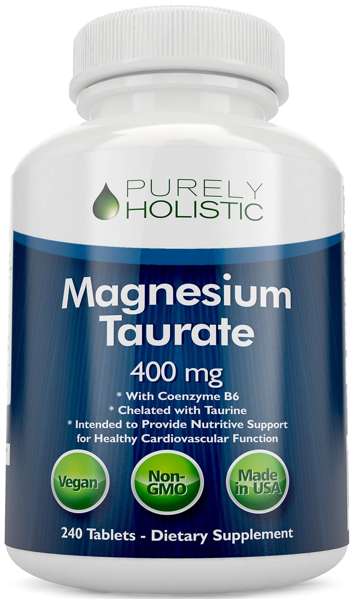 Magnesium Taurate 400mg Tablets – Chelated Mg with Taurine & B6 | 240 Vegan Tablets