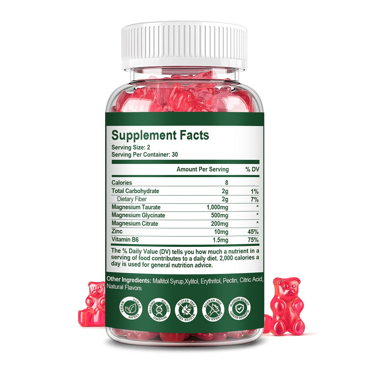 Magnesium Taurate Gummies – Three Forms for Heart Health, Muscle Function & Mood (Vegetarian, Non-GMO)