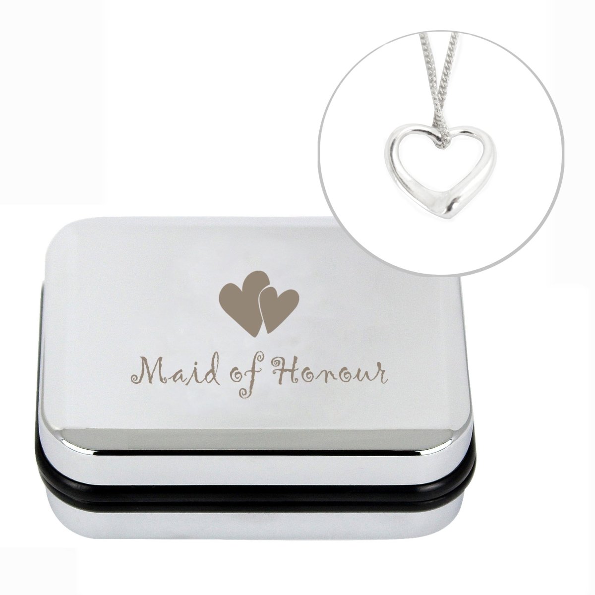 Maid Of Honour Heart Necklace Box