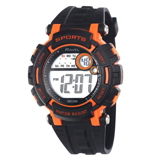 Ravel Ravel Mens 3ATM Digital Sports Black/Orange2 Watch RDG.14.19