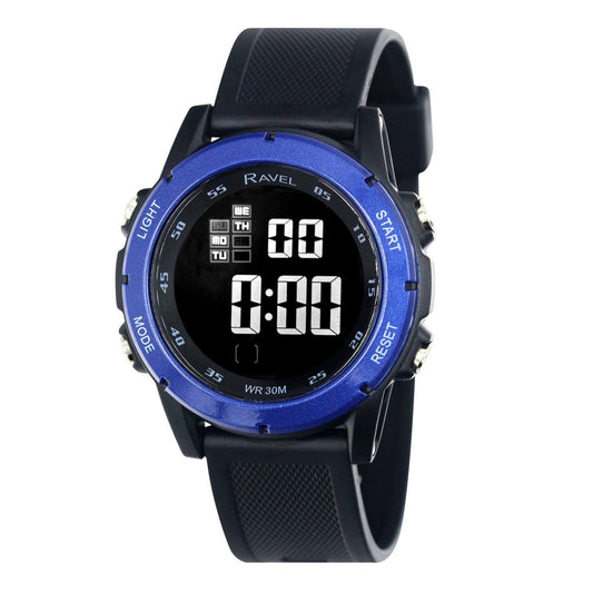 Ravel Ravel Mens 3ATM Digital Sports Black/Blue2 Watch RDG.14.22