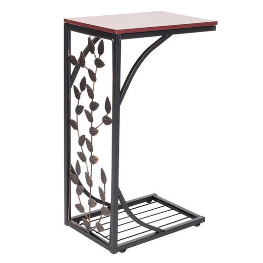 54*30.5*21CM Leaf Pattern Iron Side Table Coffee Table Brown