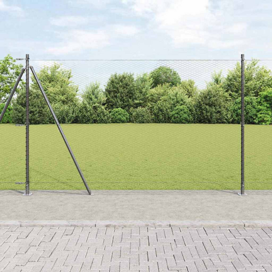 vidaXL Fencing Set Set of 2 Grey Metal 25 x 1.5 m Durable