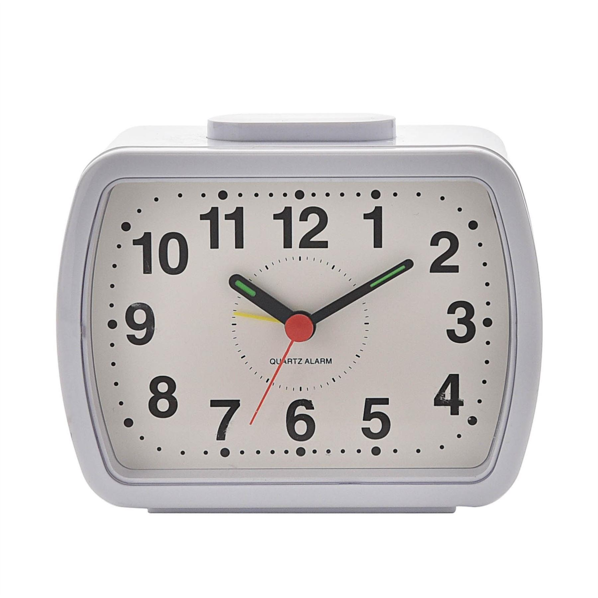 Wm.Widdop Qtz Alarm Clock Bell Oblong  Wht/Green Dial 5184W