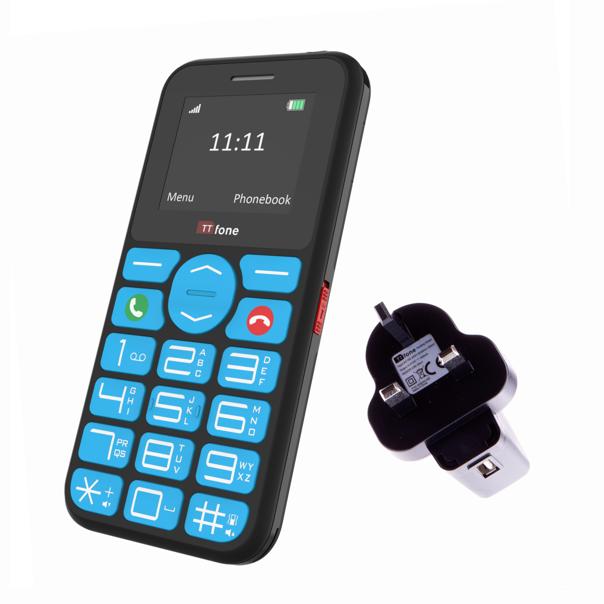 TTfone TT190 Big Button Basic Senior Unlocked Emergency Mobile Phone - Simple Cheapest Phone with Mains Charger and Giffgaff Sim Card