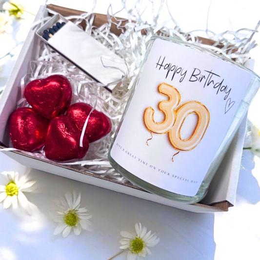 30th Birthday Gold Balloons Candle Gift Set | Birthday Gift for Daughter or Mum