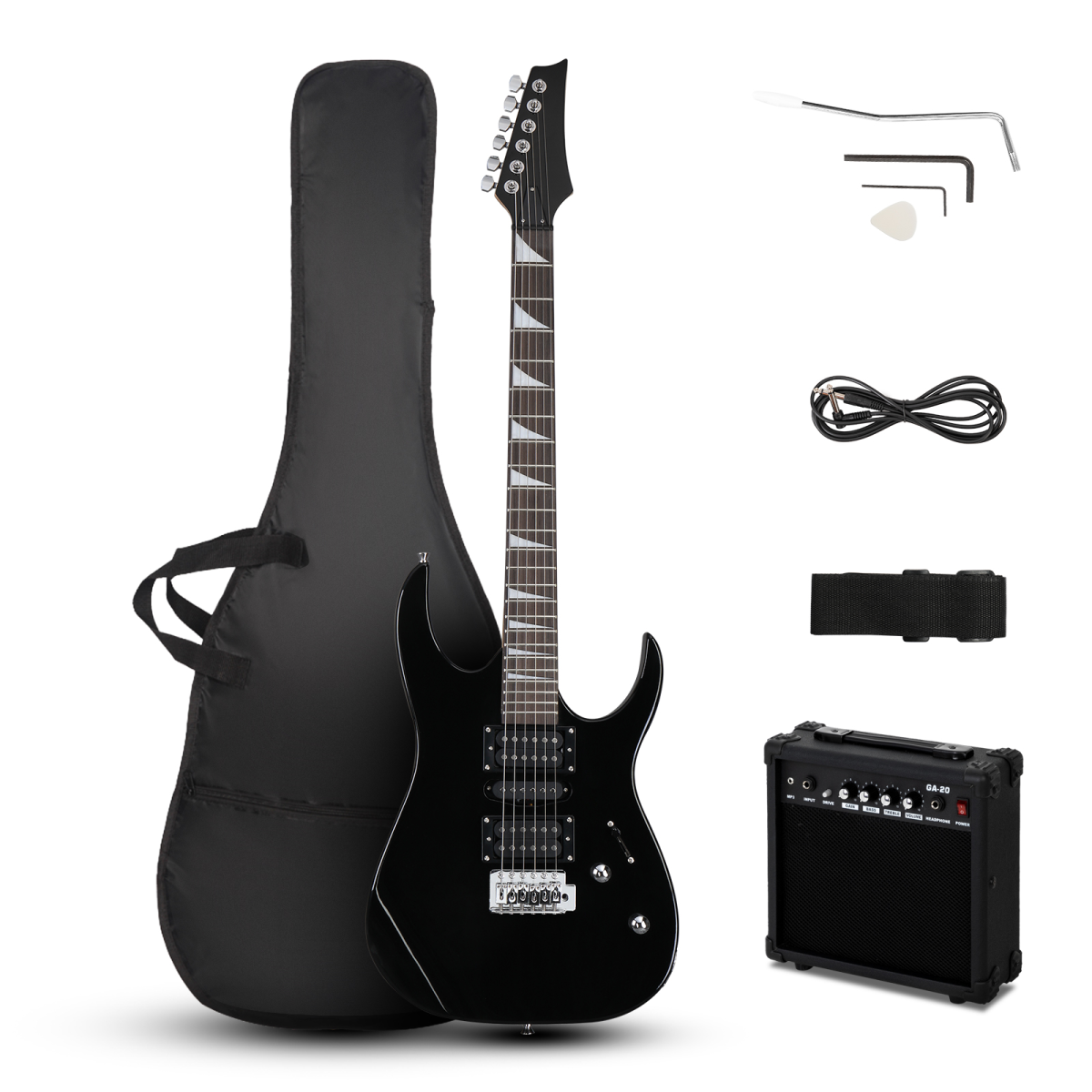 170 Model With 20W Electric Guitar Pickup Hsh Pickup Guitar Stereo Bag Harness  Picks Rocker Connector  Wrench Tool Black