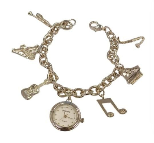 Imperial Imperial Ladies Girls Mini Dial with Hanging MUSICAL INSTRUMENT Charms on Bracelet Strap Watch Gift Set IMP756(AL) - CLEARANCE NEEDS RE-BATTERY