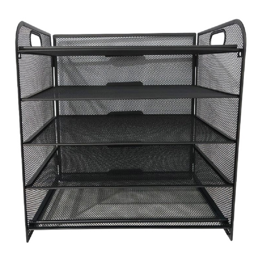 Paper Organizer, Letter Tray with Handle, Mesh Black Paper Sorter, Desk Organizer for Office, Home or School