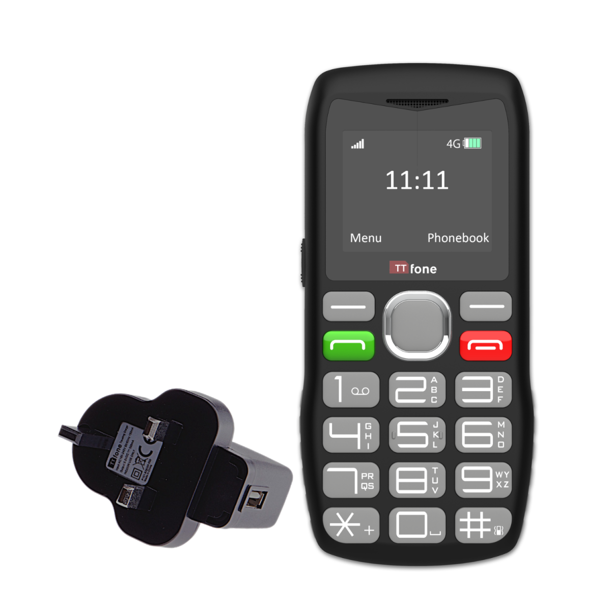 TTfone TT890 4G Senior Phone  Easy to Use Big Button Mobile Phone with Emergency Assistance Button, USB-C Charging, Bluetooth, Camera  Unlocked (with Mains Charger)