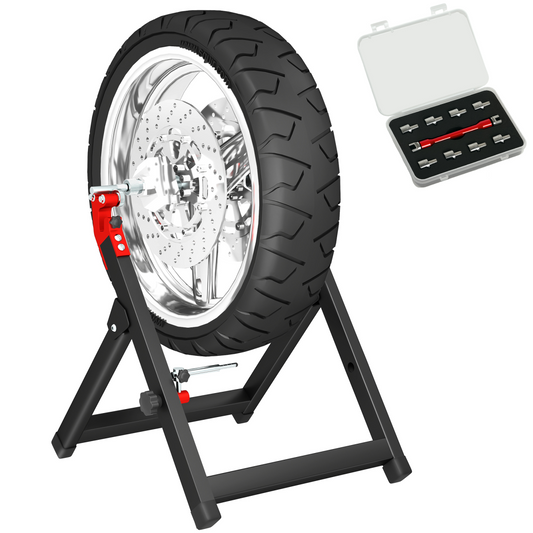 HOMCOM Steel Motorcycle Wheel Balancer Truing Stand with Spoke Wrench, Black