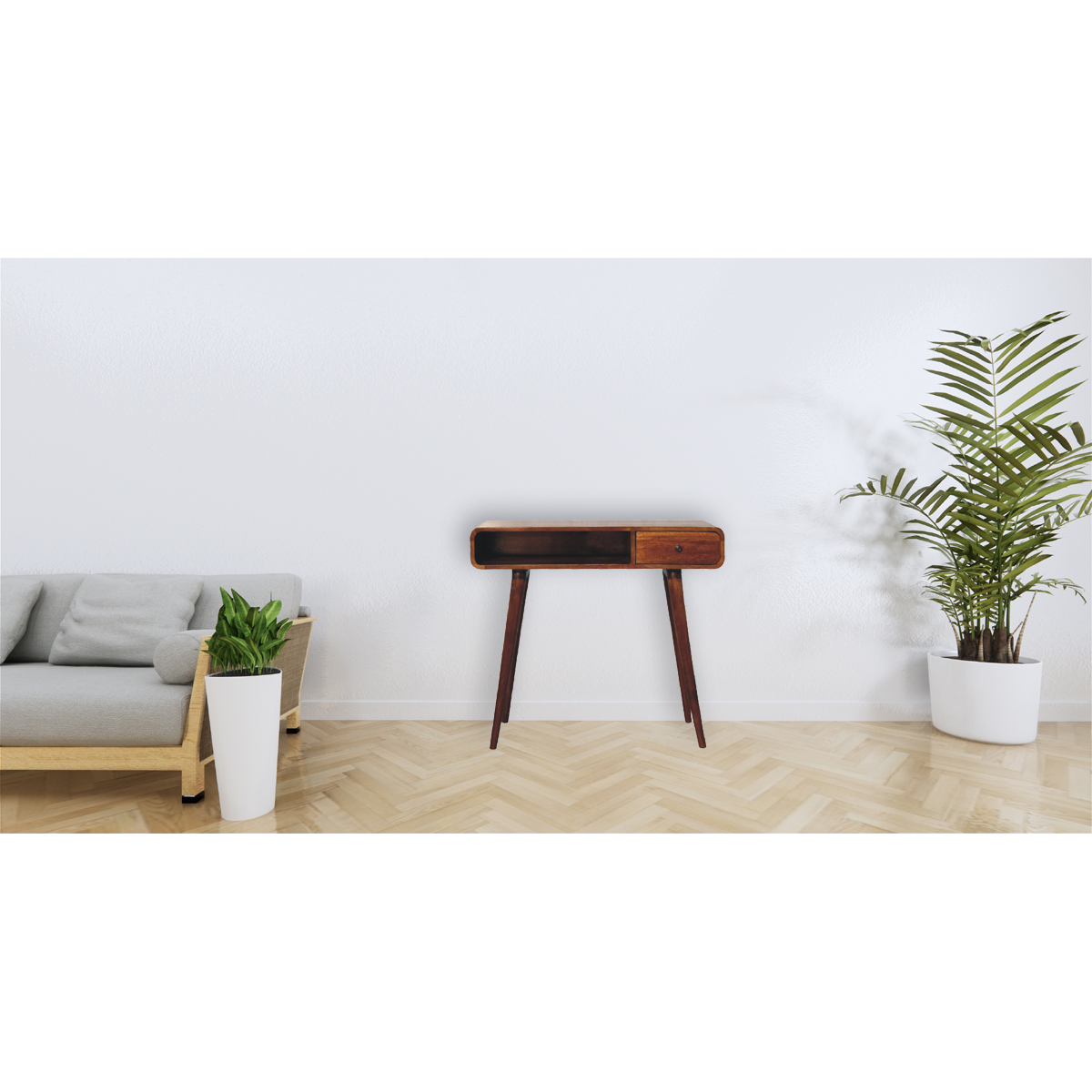 Artisan Furniture Solid Wood Curved Chestnut Writing Desk