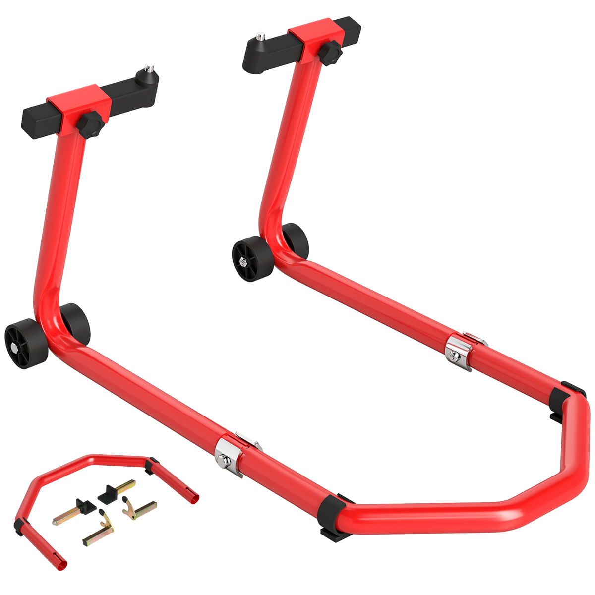 HOMCOM Motorcycle Stand, 390 kg Front/Rear Paddock Stand, Red