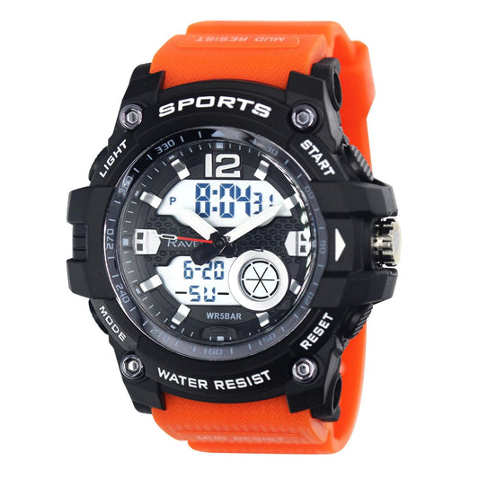 Ravel Ravel Mens Boys Ana-Digi Dual time 5ATM Sports Orange Digital Watch RDT.2G