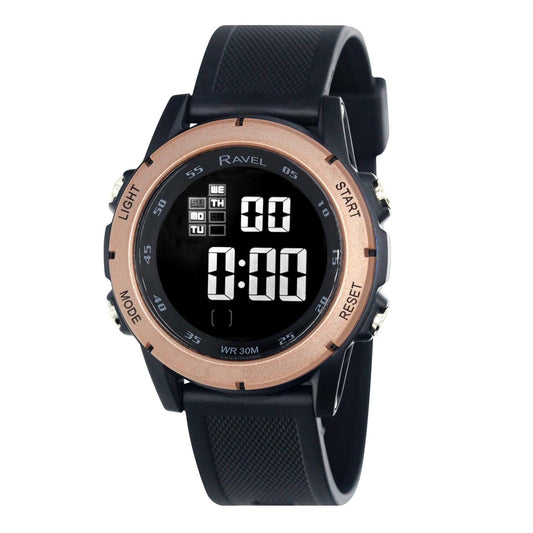 Ravel Ravel Mens 3ATM Digital Sports Black/Bronze Watch RDG.14.23
