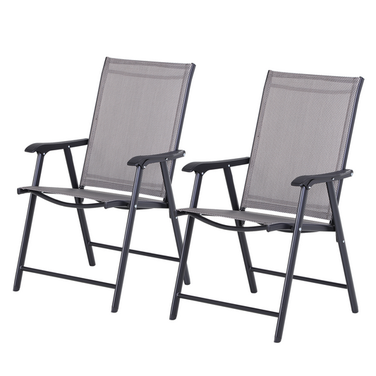 2-PCS Garden Armchairs Outdoor Patio Folding Modern Furniture Grey Outsunny