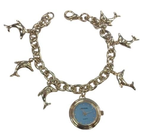 Imperial Imperial Ladies Girls Mini Dial with Hanging DOLPHIN Charms on Bracelet Strap Watch Gift Set IMP751(AL) - CLEARANCE NEEDS RE-BATTERY