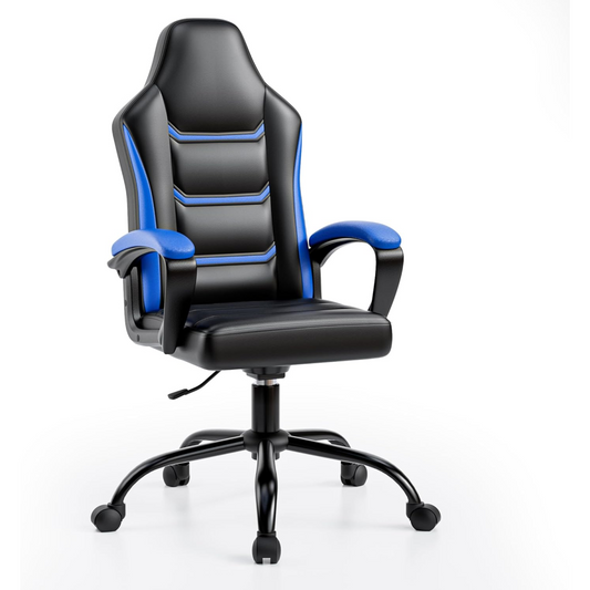 Ergonomic Gaming Chair, Height Adjustable Computer Chair, Pu Leather PC Chair with Castors, for Adults and Teenagers