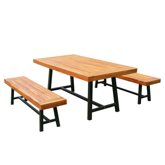 3 Pieces Acacia Wood Picnic Dining Set Outdoor Indoor Furniture Outsunny