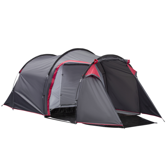 3 Man Camping Tent w/ 2 Rooms Porch Vents Rainfly Weather-Resistant Outsunny