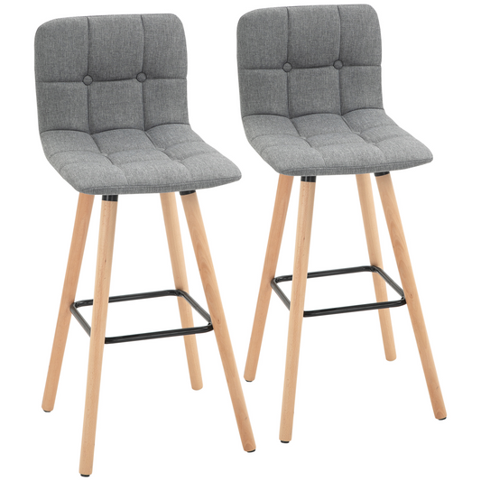 Bar stool Set of 2 Armless Button-Tufted Counter Height Bar Chairs Grey