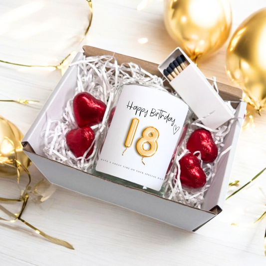18th Birthday Gold Balloons Candle Gift Set | Birthday Gift for Daughter