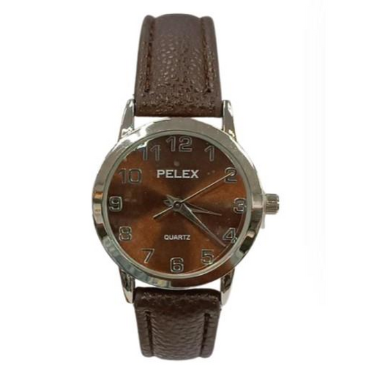 PELEX  Ladies Basic Dark Brown Dial Brown Leather Strap Quartz Watch PLX-013-DBR