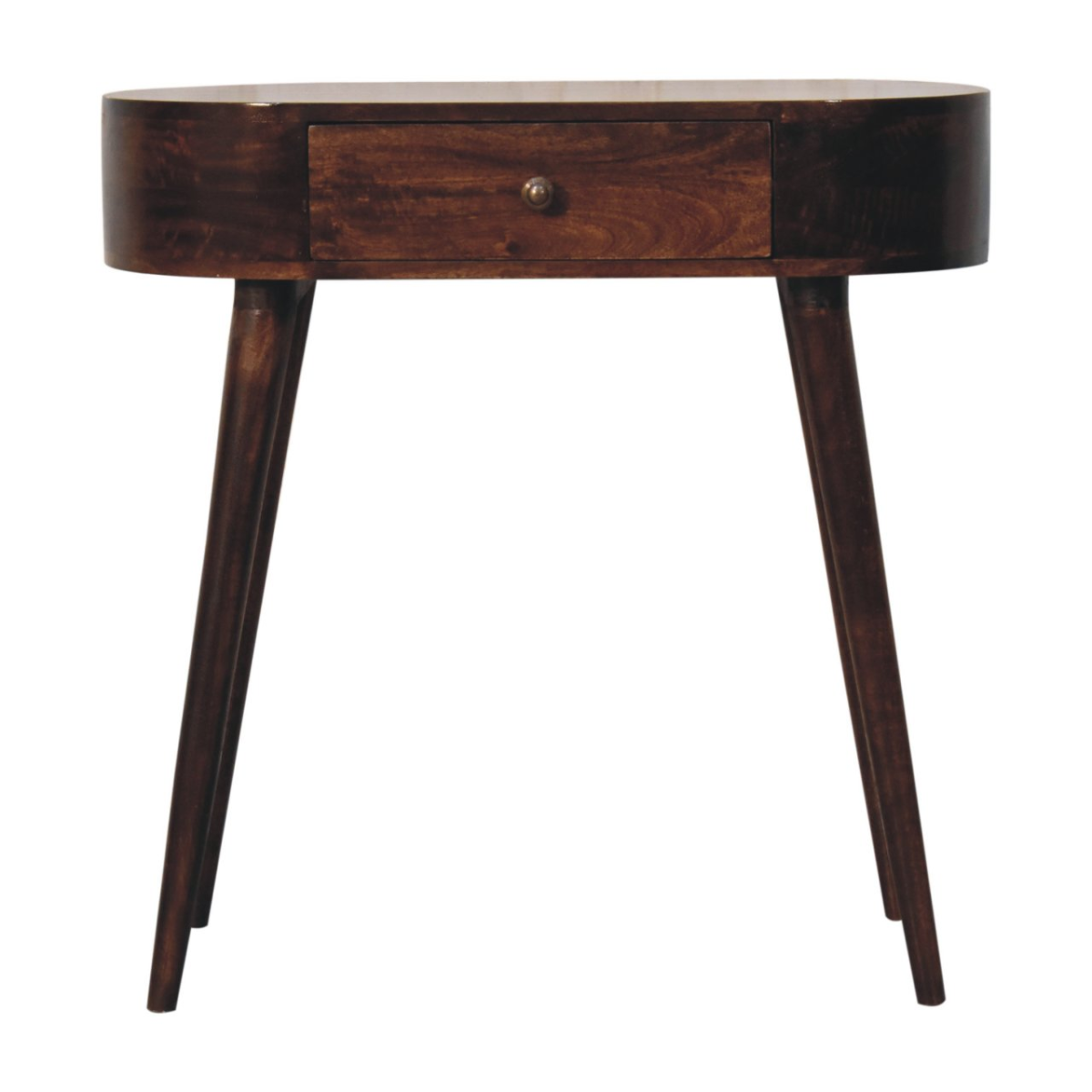 Artisan Furniture Solid Wood California Walnut Rounded Small Console Table, Brown, 1 Drawer