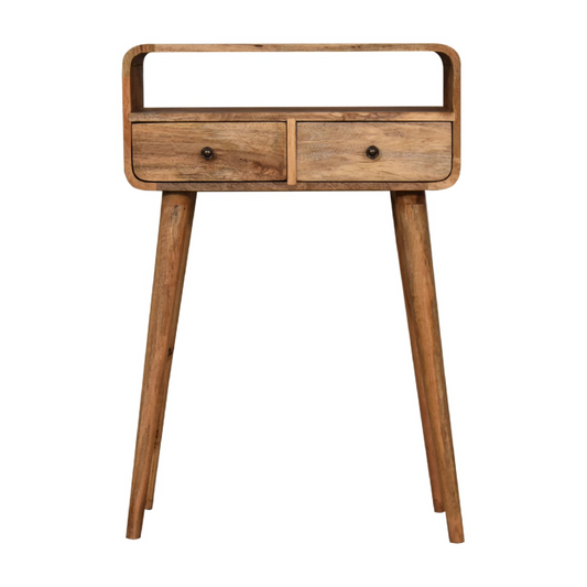 Artisan Furniture Solid Wood Mini Curved Oak-ish Console Table