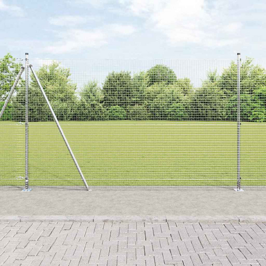 vidaXL Welded Wire Fence with 13 Flanged Posts 1.6x25 m Galvanised Steel