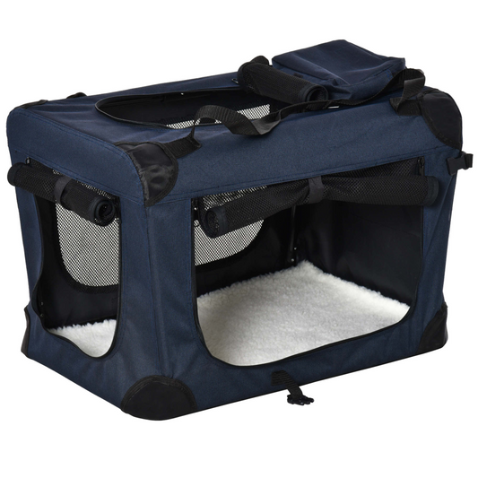 60cm Folding Pet Carrier Bag Soft Portable Cat Puppy Cage with Cushion Storage