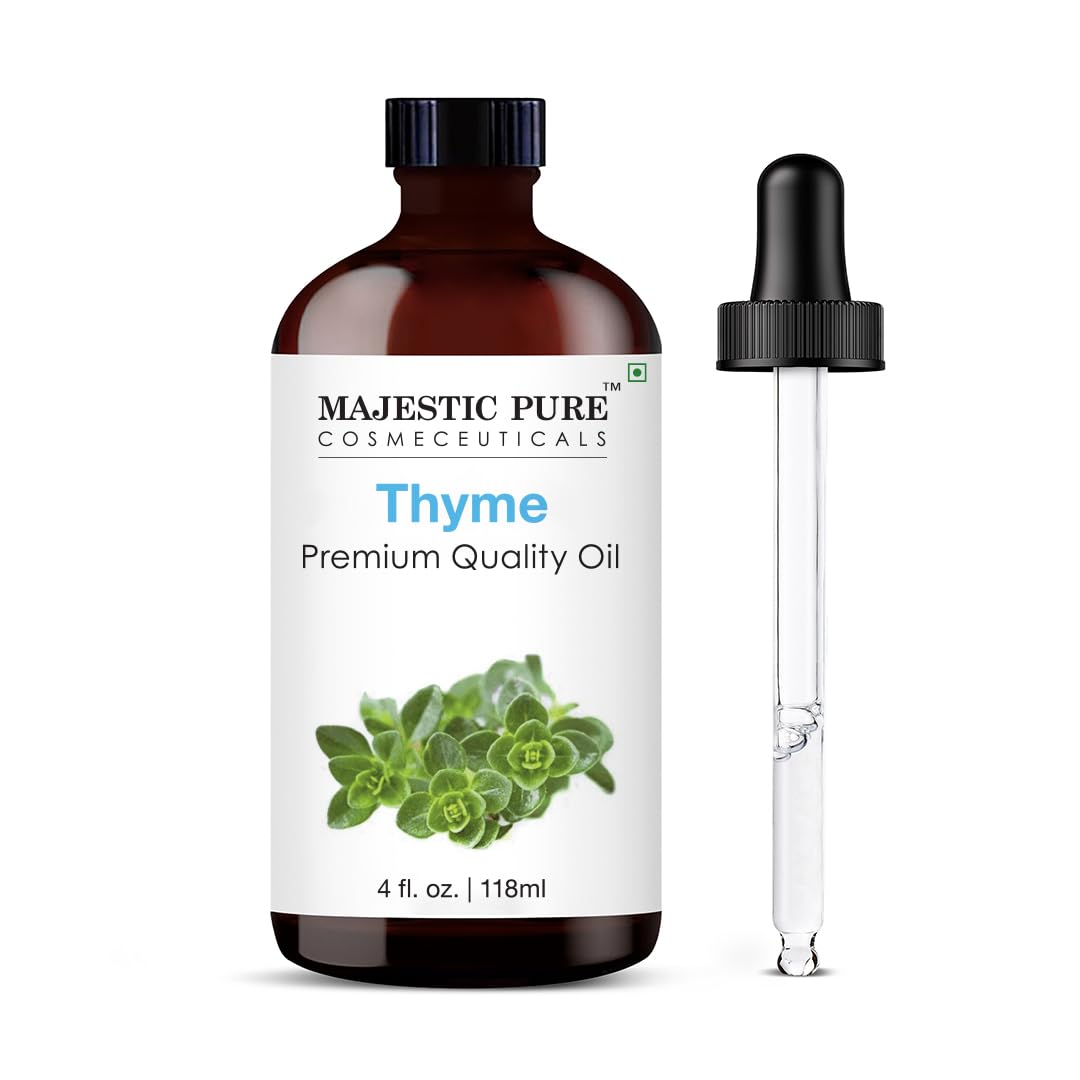 Majestic Pure Thyme Essential Oil – 4 Fl Oz, 100% Pure & Natural, Glass Dropper
