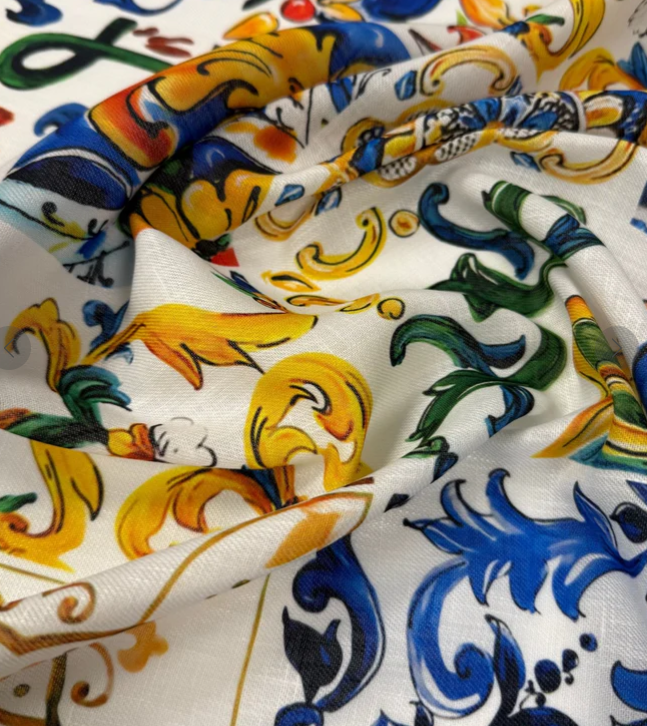 Majolica Pattern Fabric By Metre