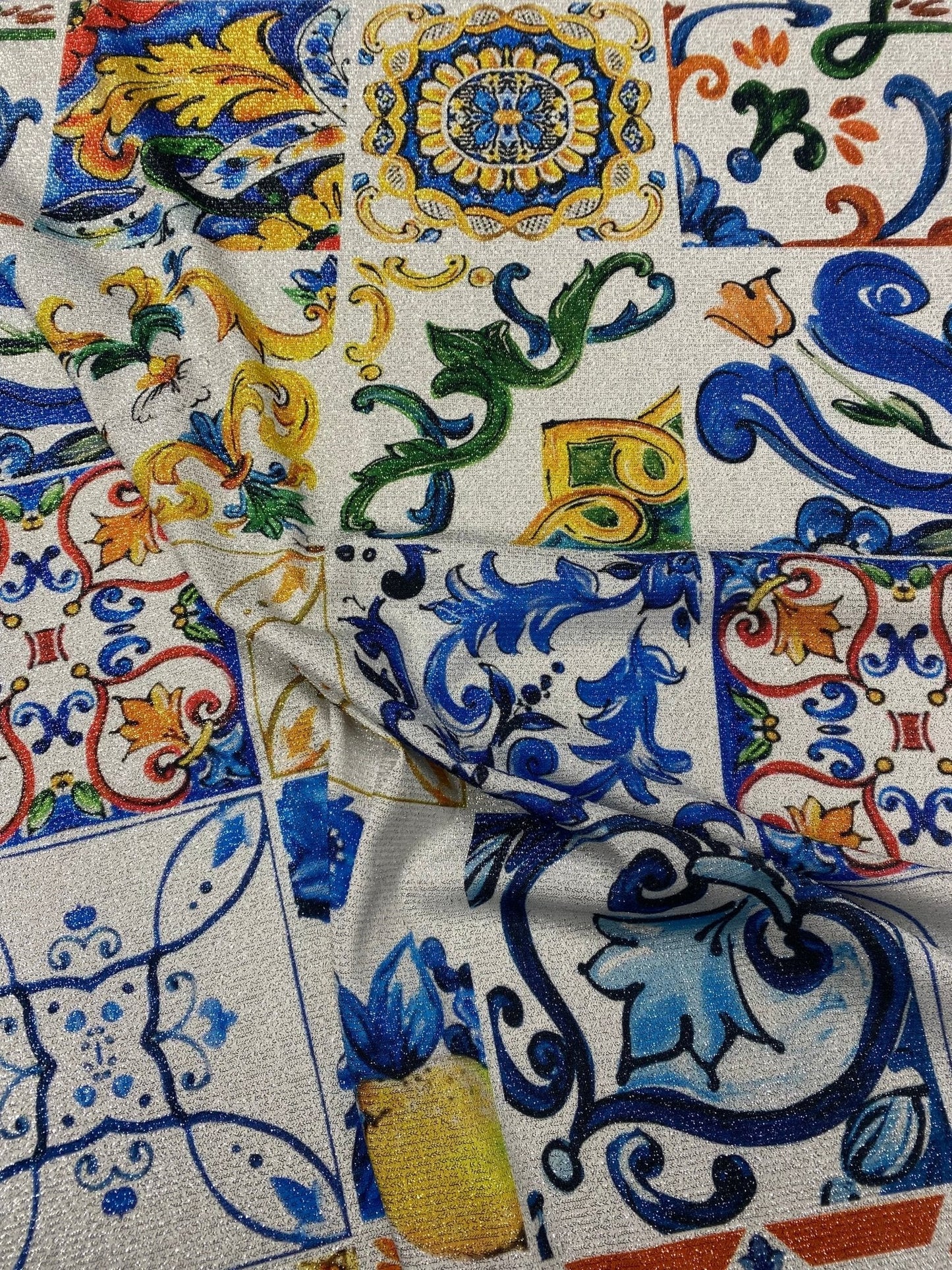 Majolica Pattern Fabric By Metre