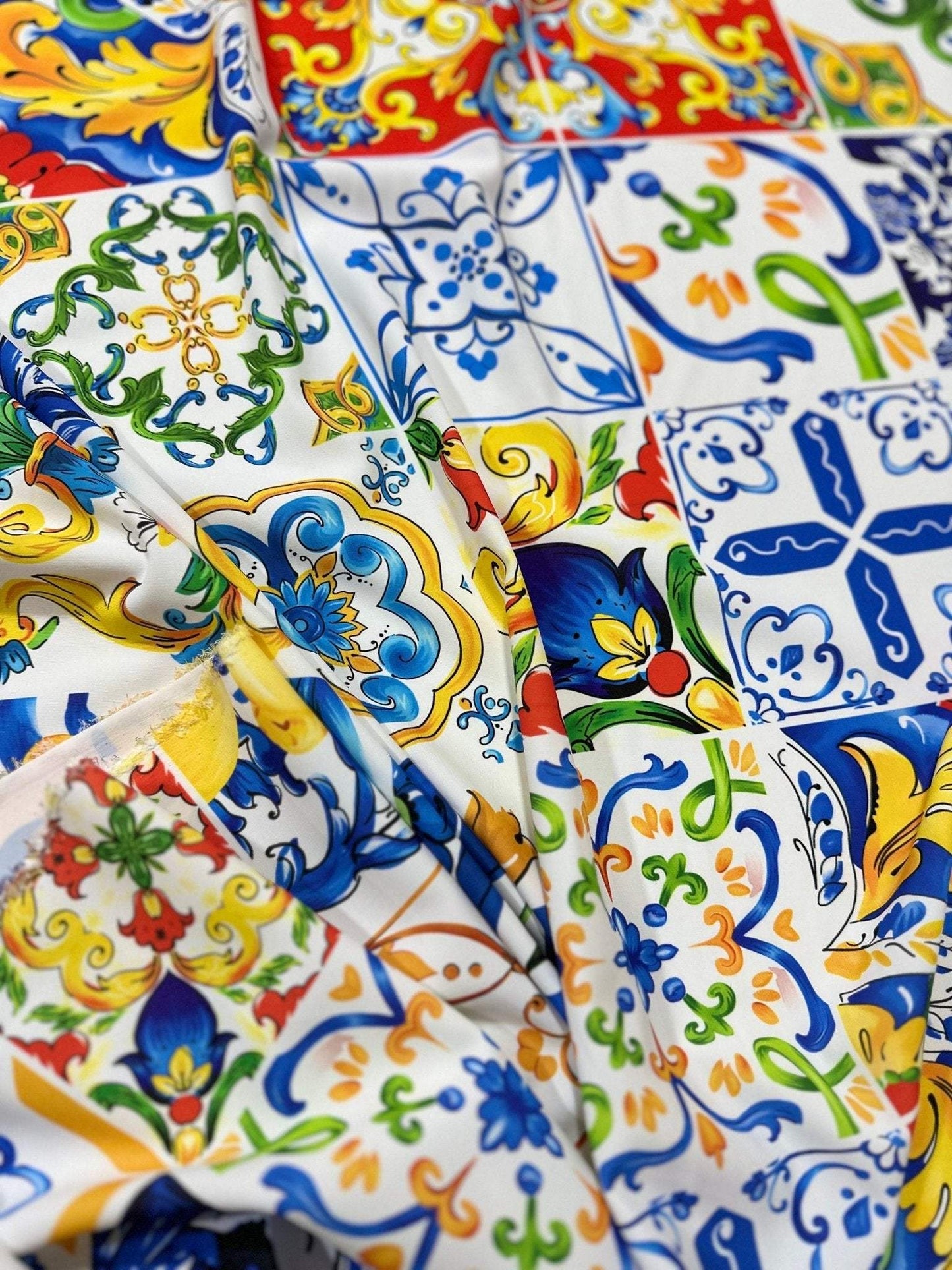 Majolica Pattern Fabric by Metre