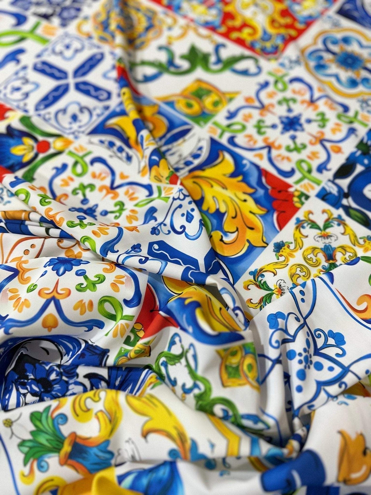 Majolica Pattern Fabric by Metre