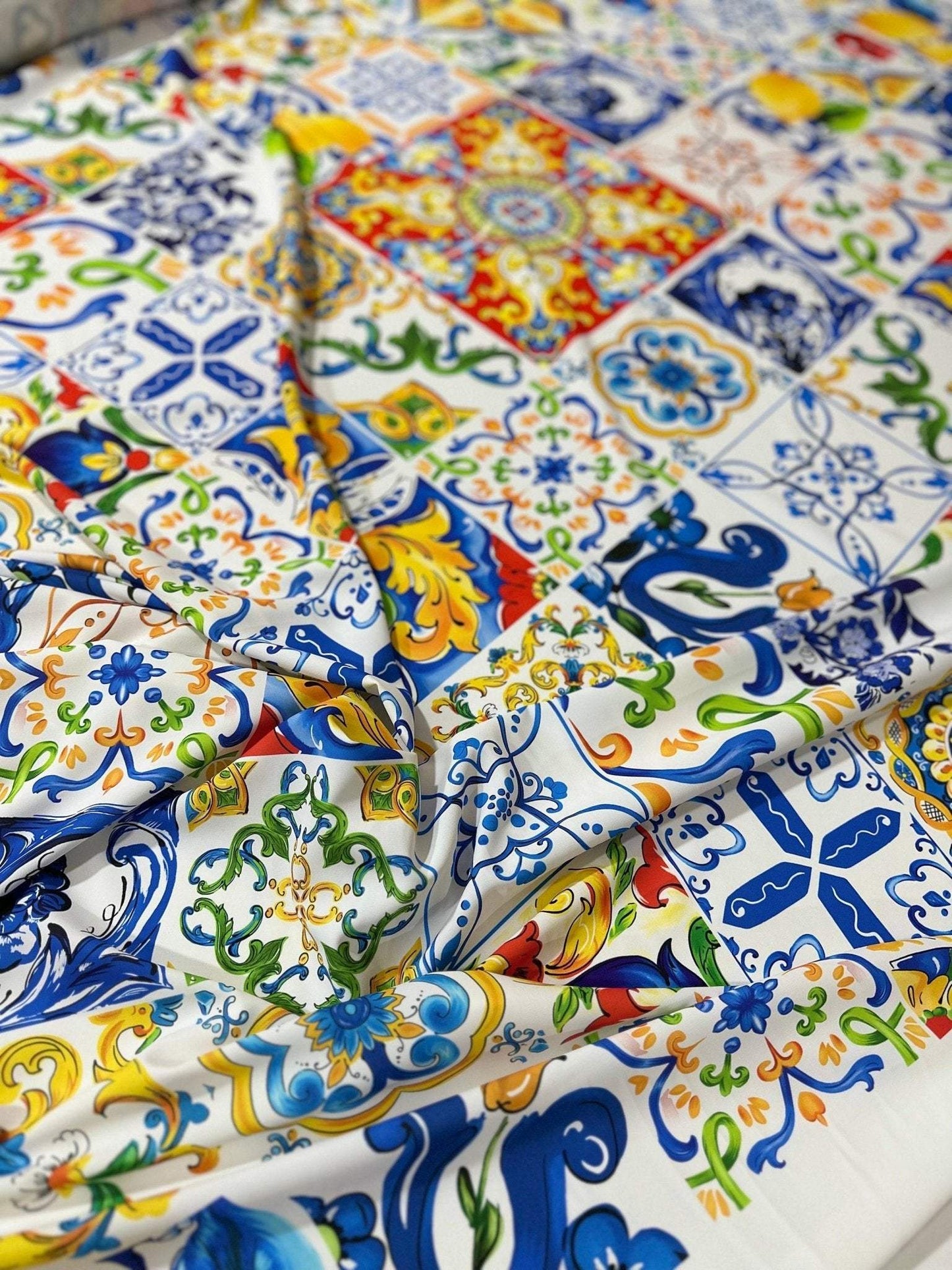 Majolica Pattern Fabric by Metre