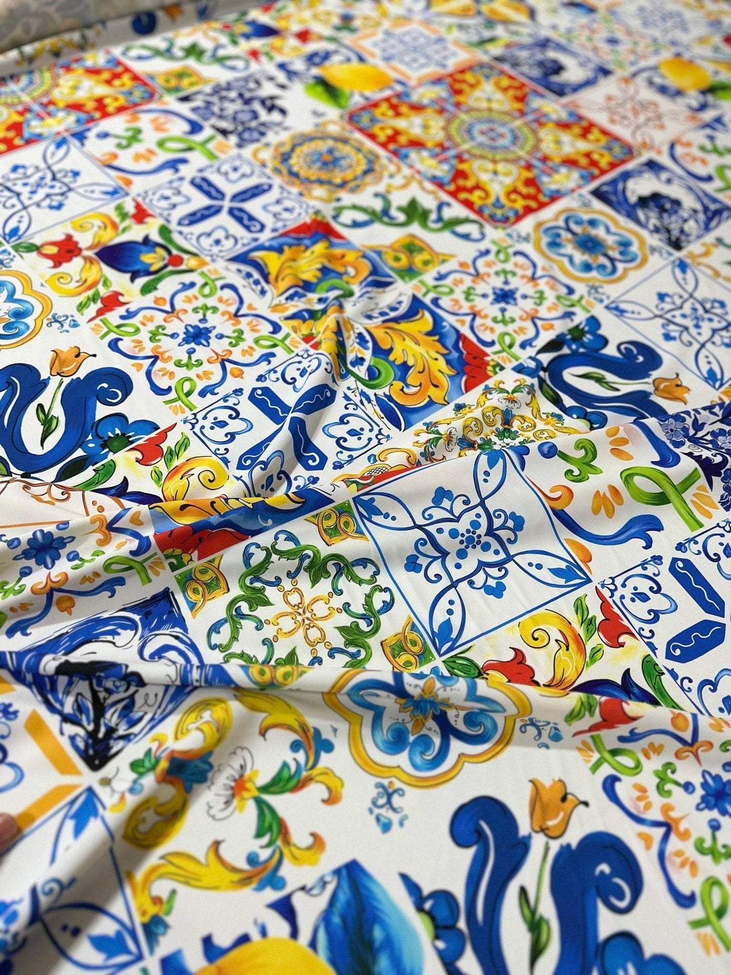 Majolica Pattern Fabric by Metre