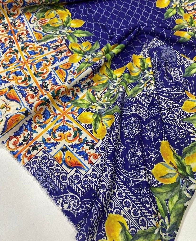Majolica Lemon Pattern Fabric Sold by Metre