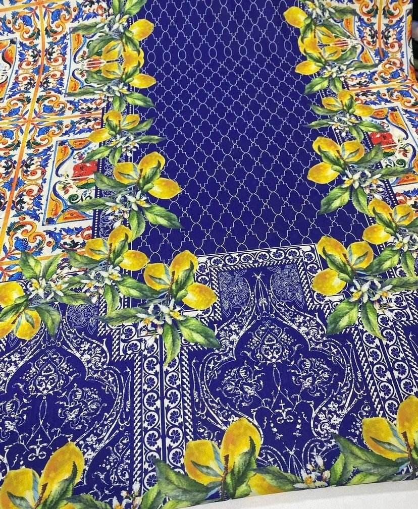 Majolica Lemon Pattern Fabric Sold by Metre
