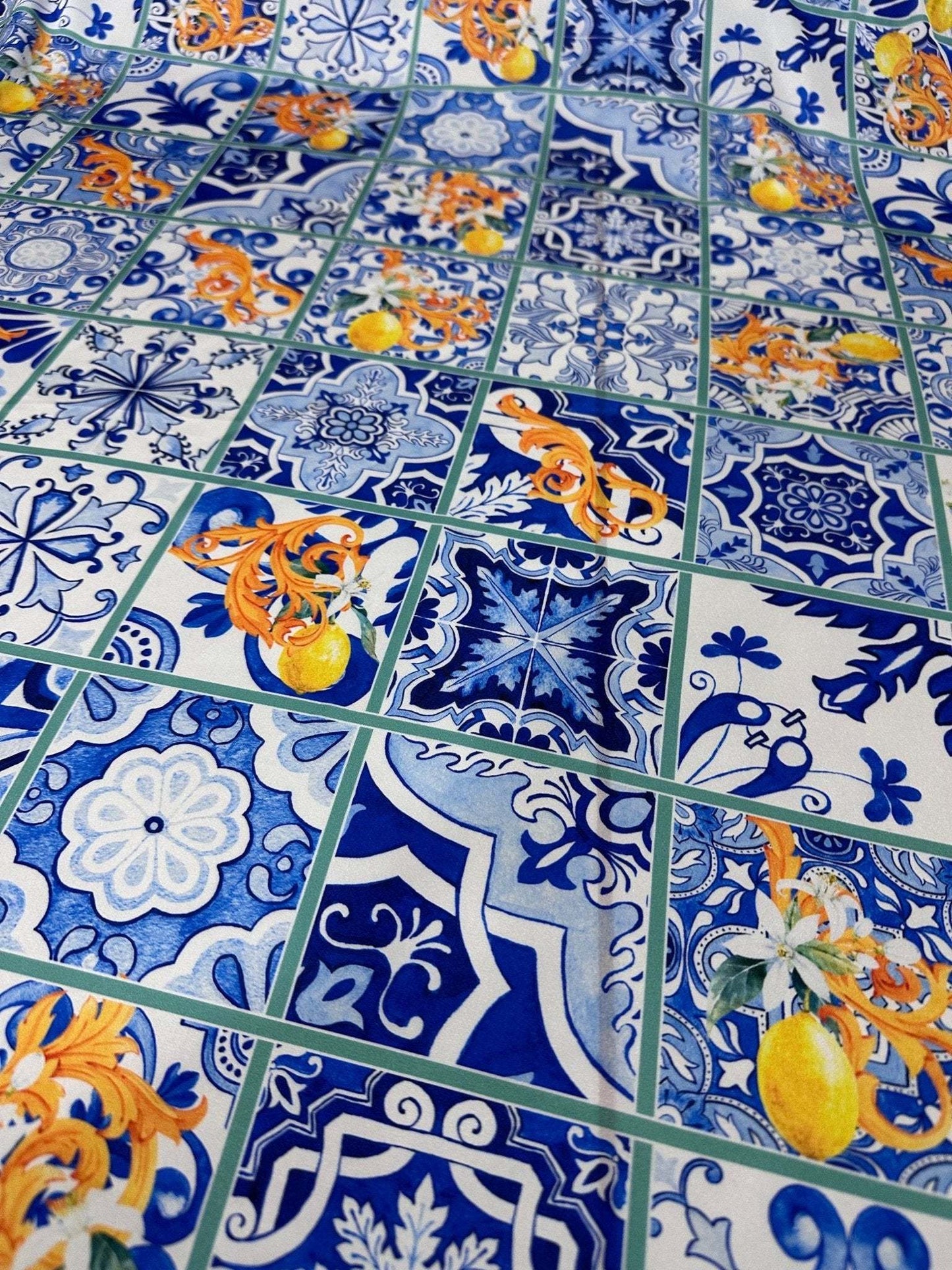 Majolica Lemons Luxury Fabric by the Metre