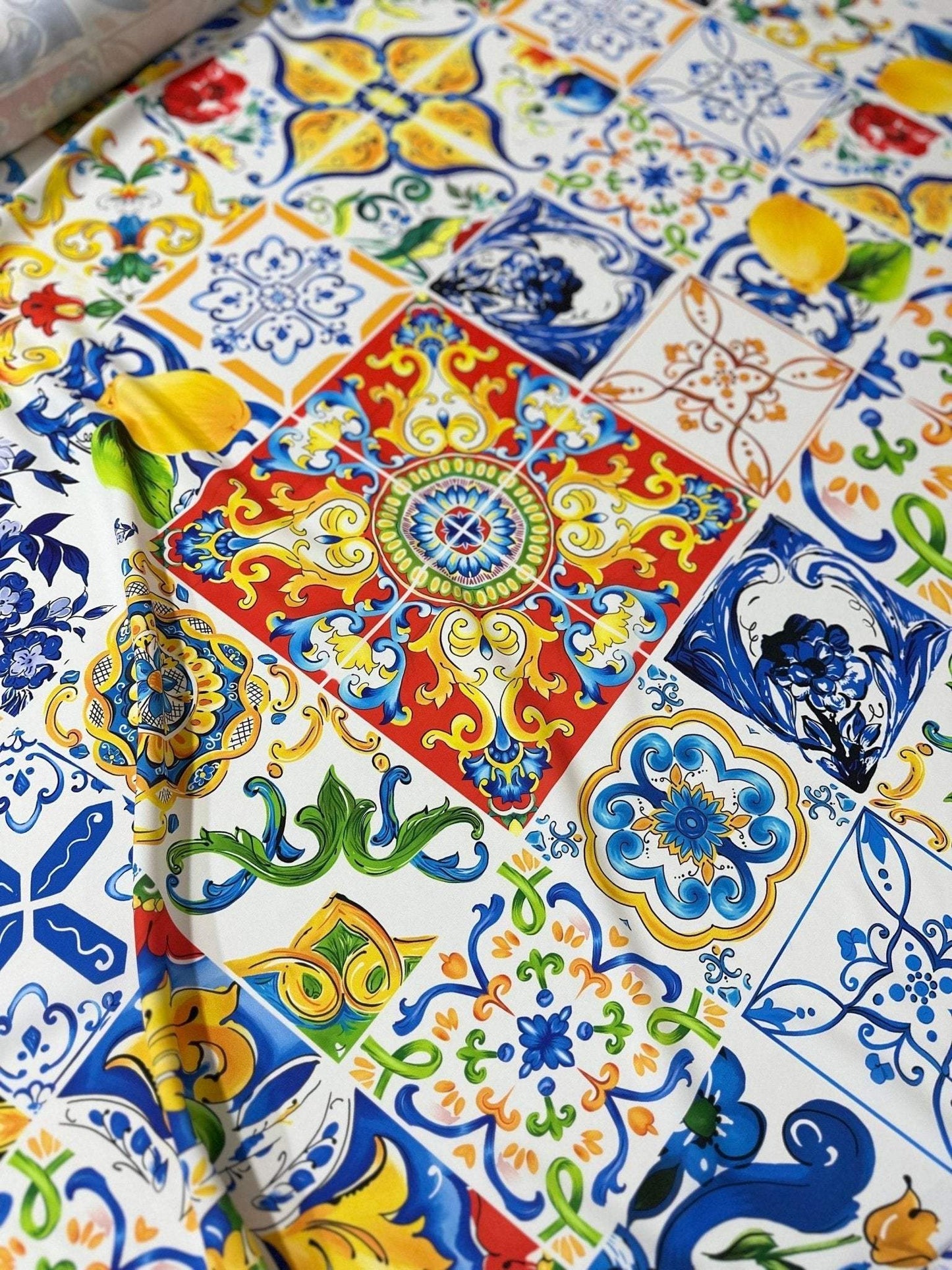 Luxury Majolica Pattern Fabric by Metre