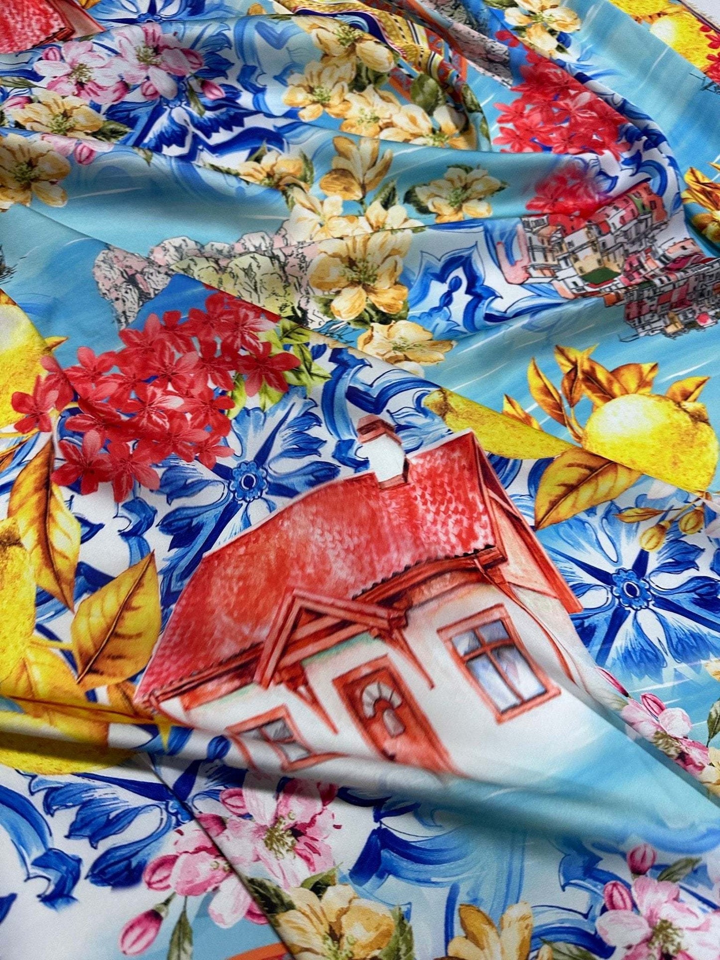 Majolica Sicilian Print Fabric by Metre