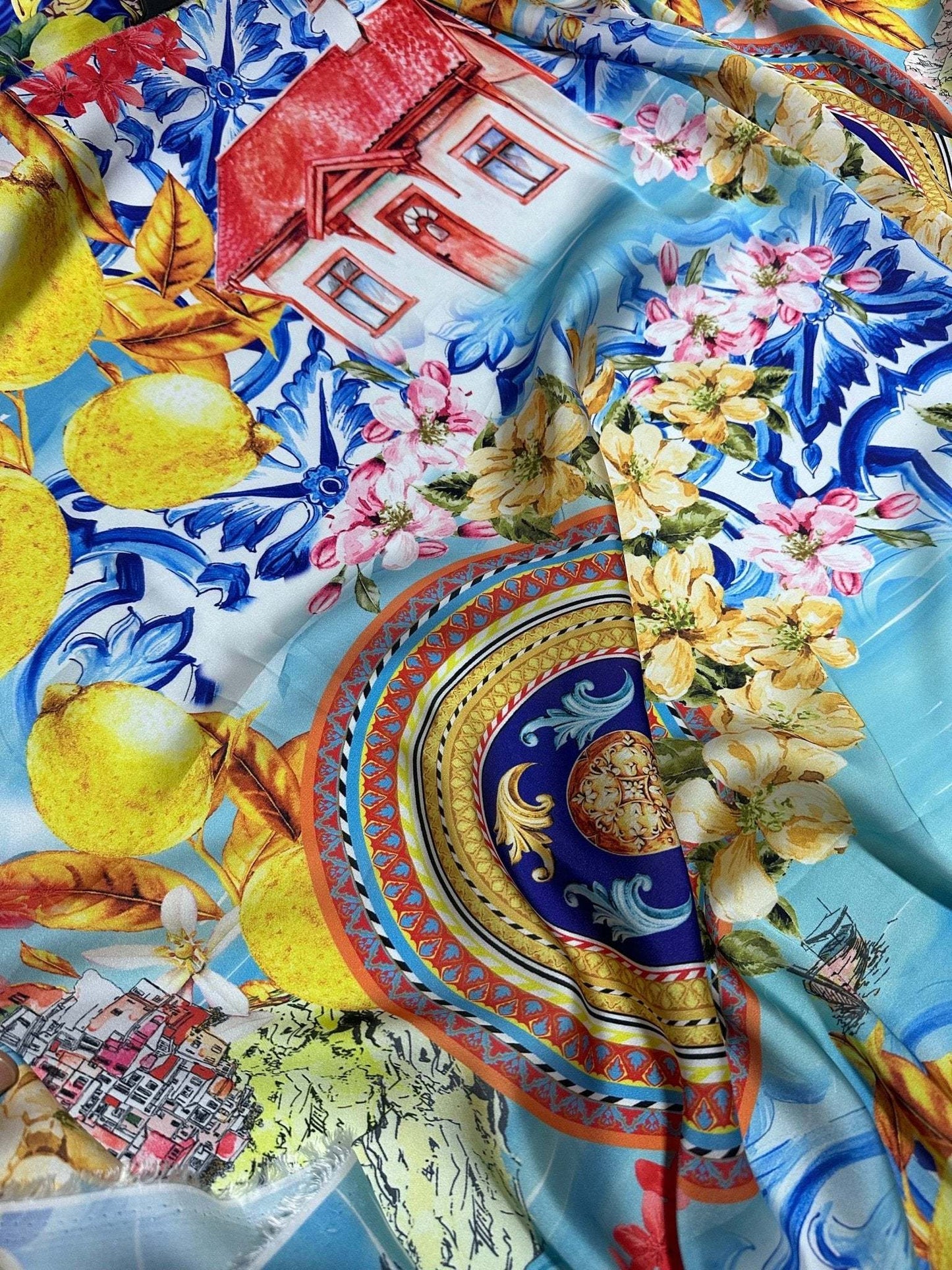 Majolica Sicilian Print Fabric by Metre