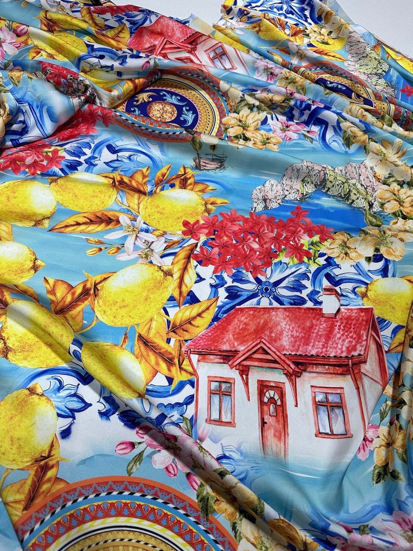 Majolica Sicilian Print Fabric by Metre
